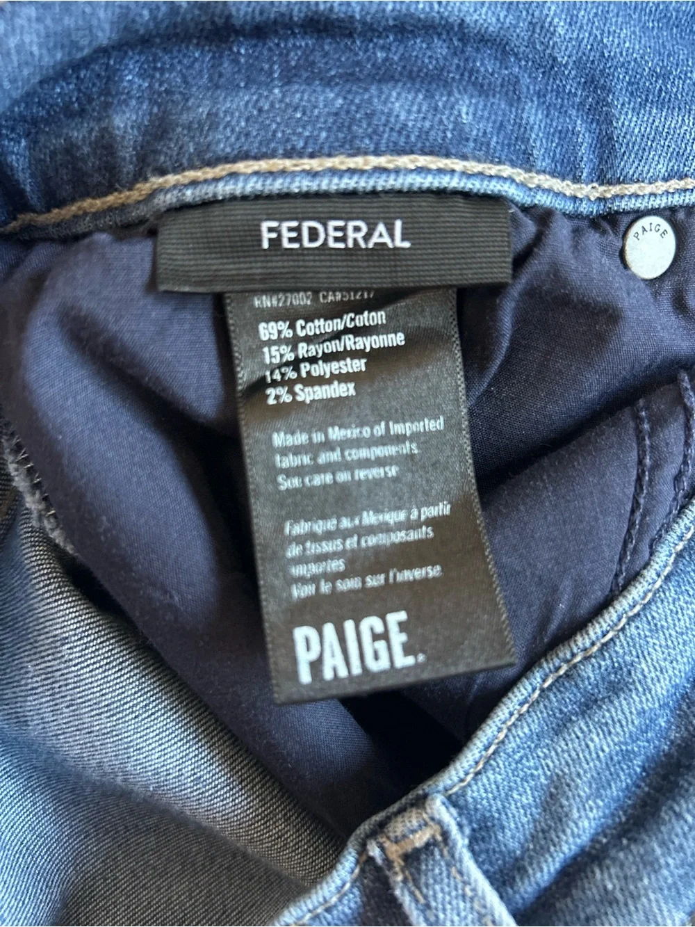 PAIGE Men's Federal Slim Straight Jeans size 32 medium wash